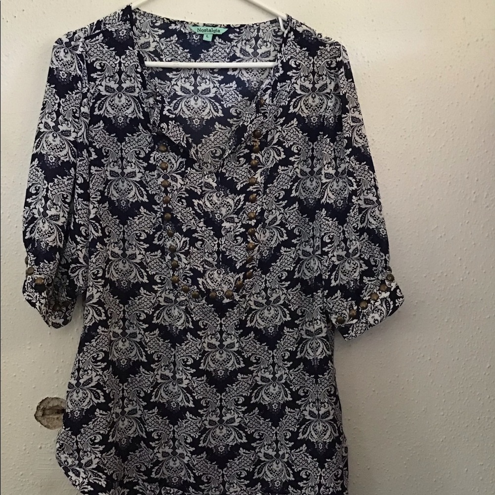 Blue and white blouse